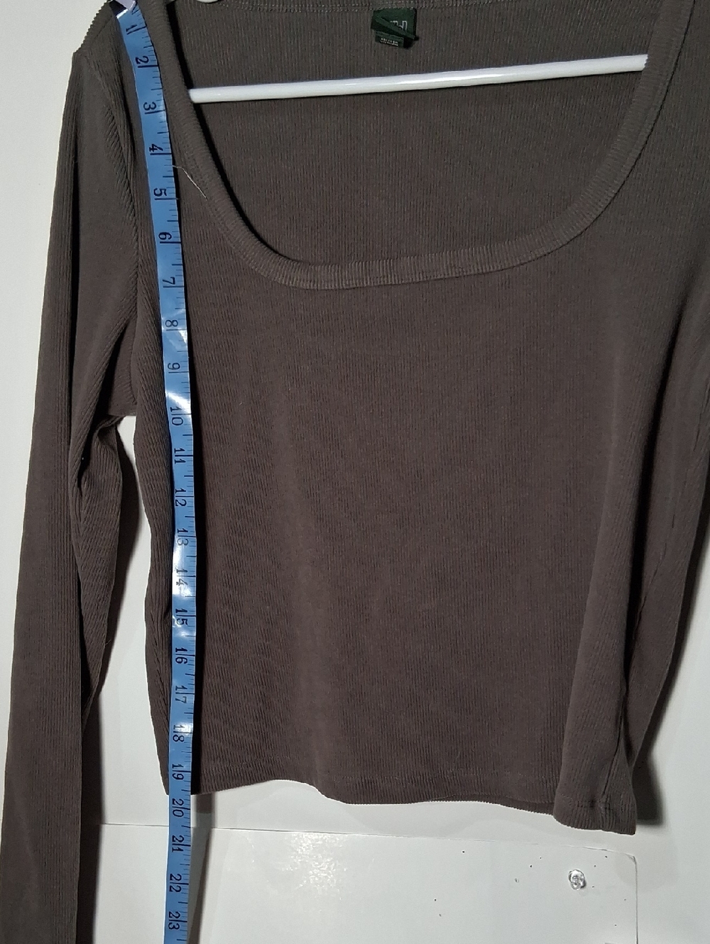 Women’s Square Neck Long Sleeve Top - Brown - Picture 3 of 8